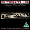 Rhino Roof Rack Decal - White on Black 350mm x 40mm
