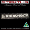 Rhino Roof Rack Decal - White on Clear 295mm x 49mm