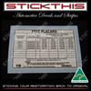 Tyre Placard - VL HDT Group A SS, 3, Director, LE with Polarizer Decal 92028634 YB