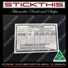 Tyre Placard - VS SS Sedan and Statesman, 92052176