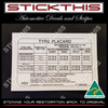 Tyre Placard - Early VN HSV LS Sedan Ute and Sports Wagon 22B-261901