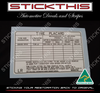 Tyre Placard - Holden VL HDT SS Group A Decal & early HSV Walkinshaw 92032750 LR