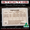 Tyre Placard - Holden VL Berlina Sedan Decal 92036441ND SS