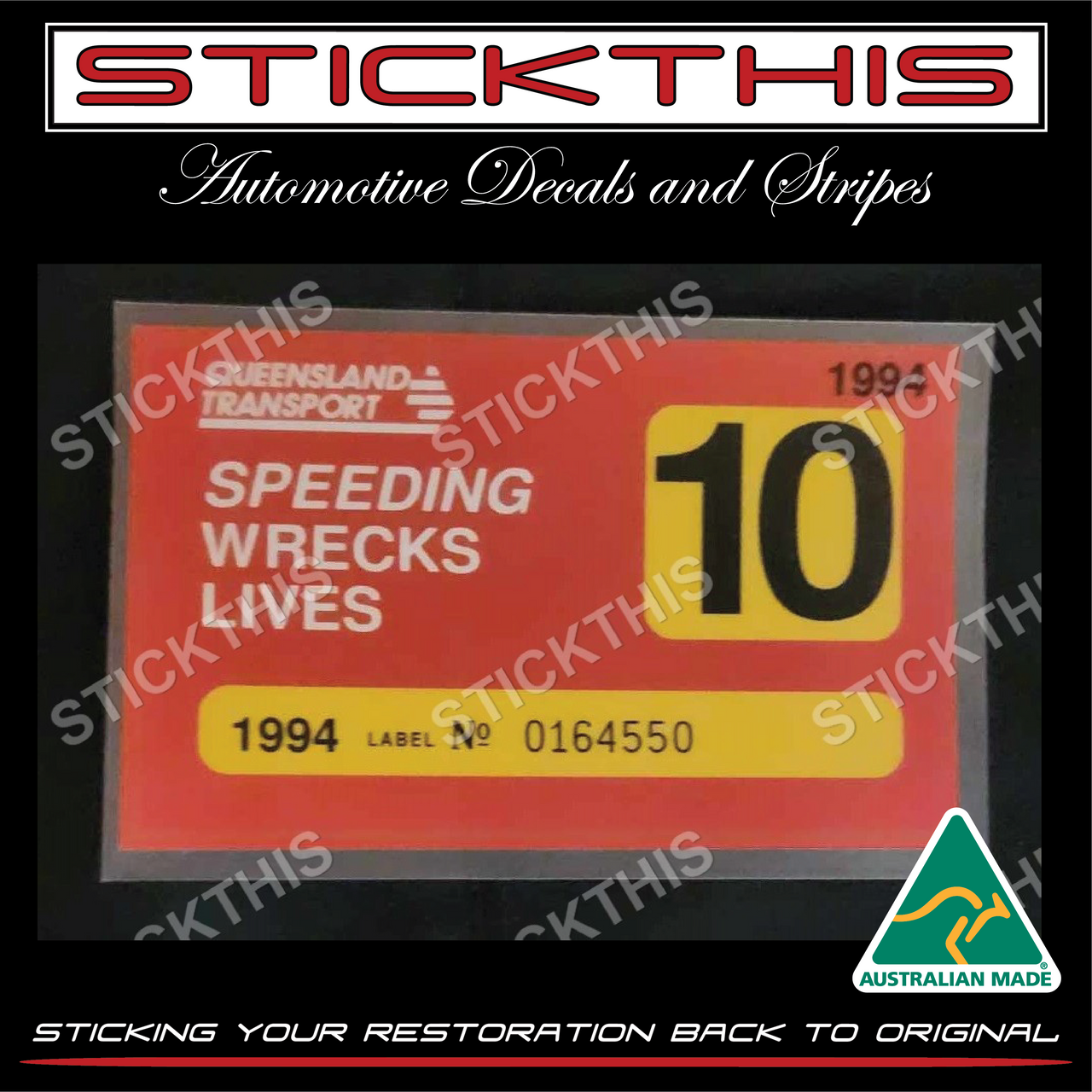 Reproduced QLD Registration Rego Label 1992 - 1999 - STICKTHIS