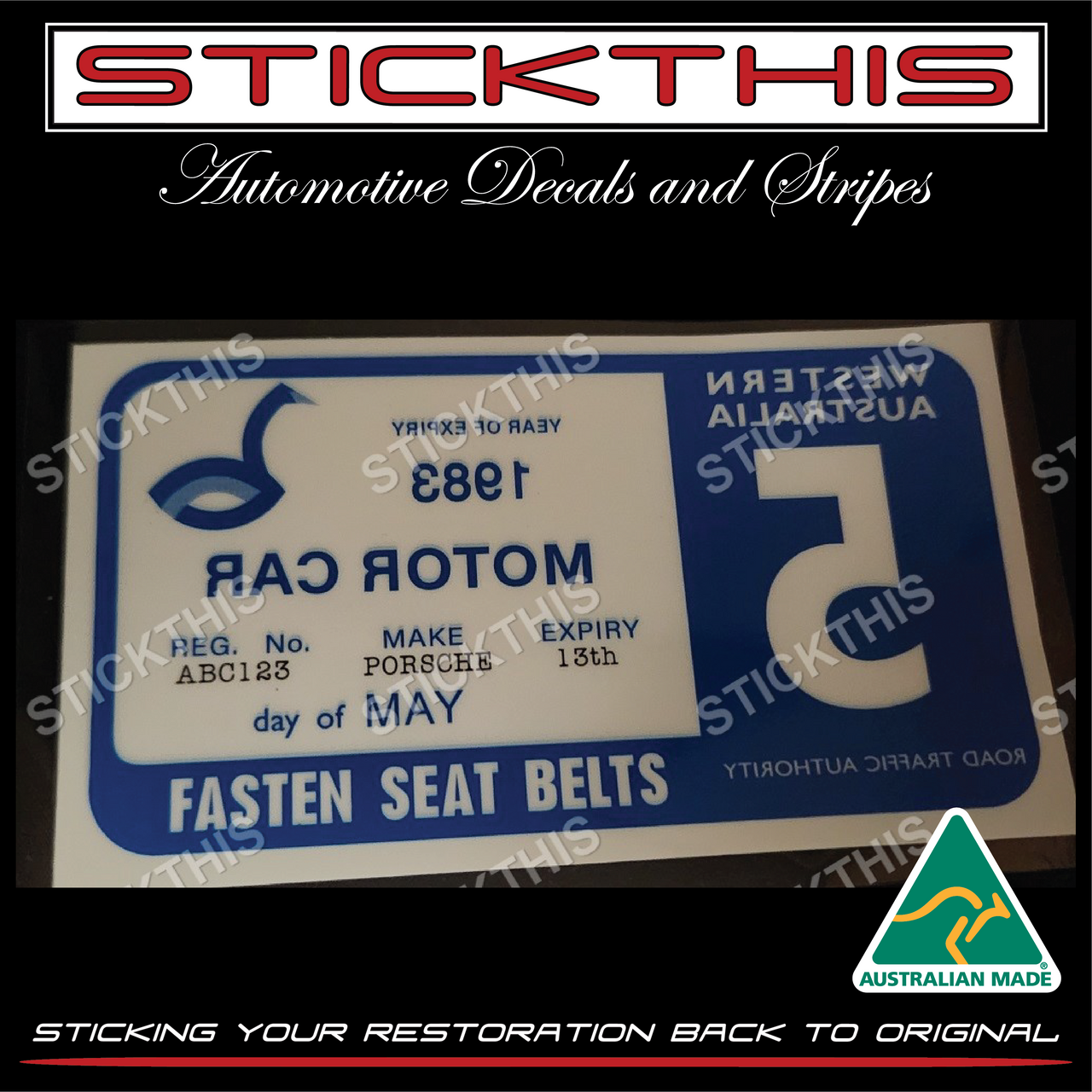 Reproduced WA Registration Rego Label 1978 - 1983 - STICKTHIS ...