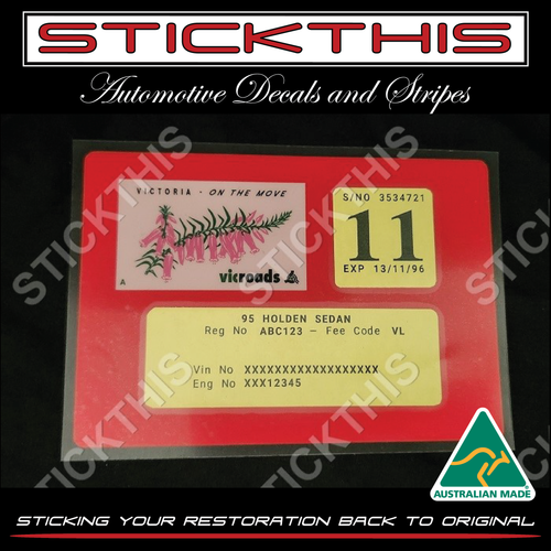Reproduced VIC Registration Rego Label 1996-2007
