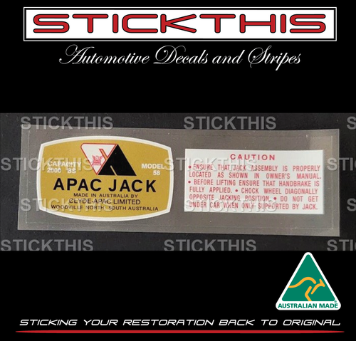 Model 58 Clyde Apec Limited Woodville North SA Jack Decal