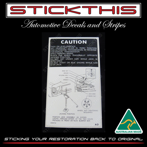 Jack Instruction Decal - HJ Sedan, Wagon, Coupe