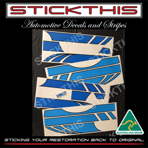 Sundowner Escort Panelvan Full Stripe and Logo Kit - Light Blue, Blue