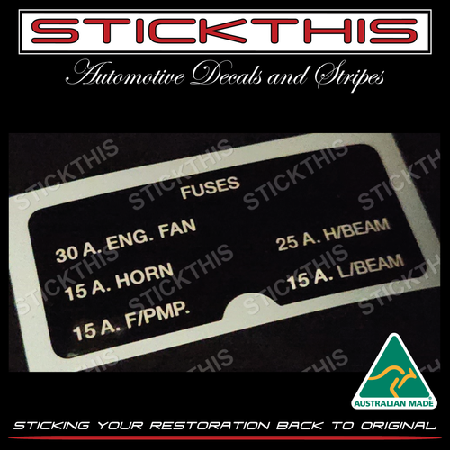 Engine Bay Fuse Panel Cover Decal 92039969 - VN VG VP VQ