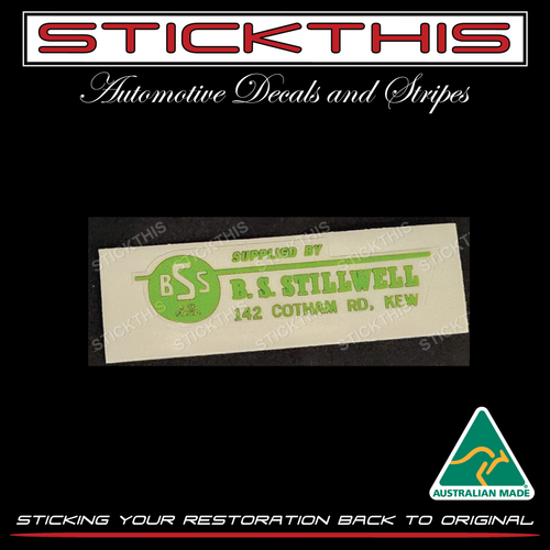 B S Stillwell Holden SA - Interior Dash Decal
