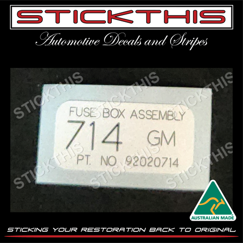 Fuse Box Assembly Decal  - 92020714 VK