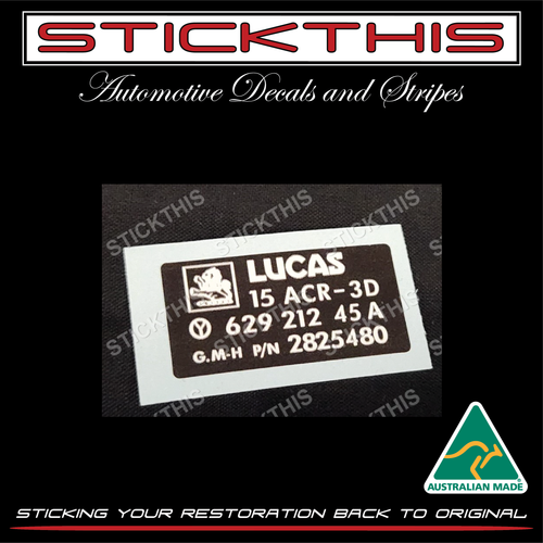 HQ-WB LH LX Lucas Alternator Part Number Decal 45A - 2825480