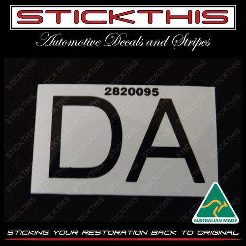 Radiator Parts Picking Label, DA 2820095 - HQ HJ Auto 173 202 no A/C
