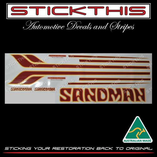 HZ Dark Red Screenprinted Sandman Panelvan and Ute Decal and Stripe Sticker Kit