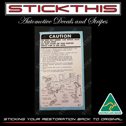 Jack Instruction Decal - HZ Statesman with M71 Wire Wheels
