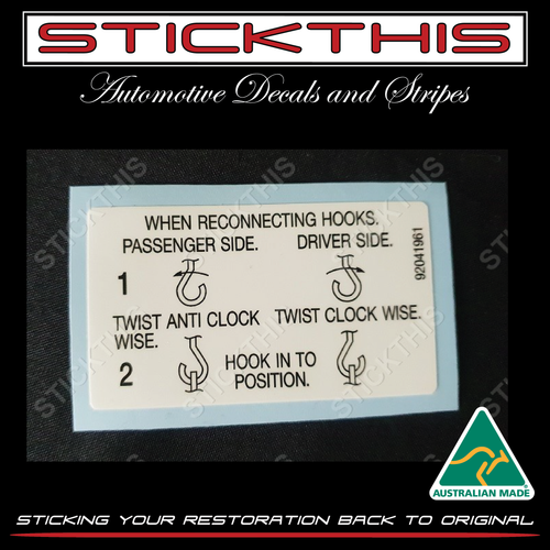 Ute Tail Gate Hook Instruction Decal - VG, VP, VR, VS, VU