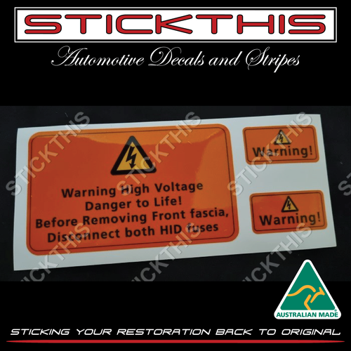 Headlight Warning Decal, HID - VZ SV6000 Lights