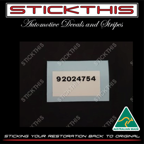 Picking Label VL 18mm Rear Sway Bar Picking Number Label 92024754