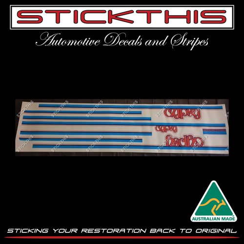 TD TE Gemini Gypsy Stripe and Decal Kit.  - Darkblue, Blue, Red and Orange