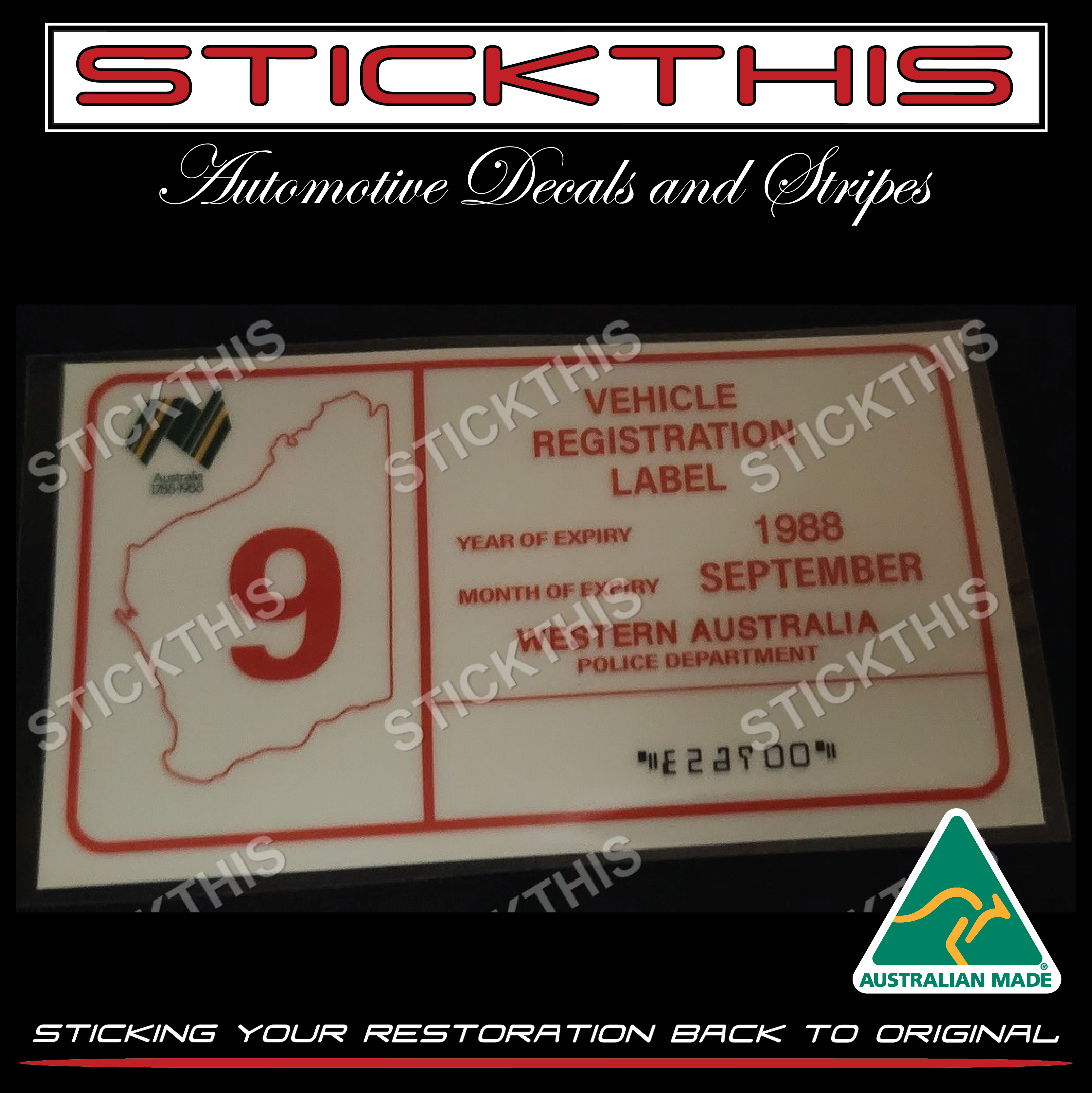 Reproduced WA Registration Rego Label 1984 - 1992 - STICKTHIS ...