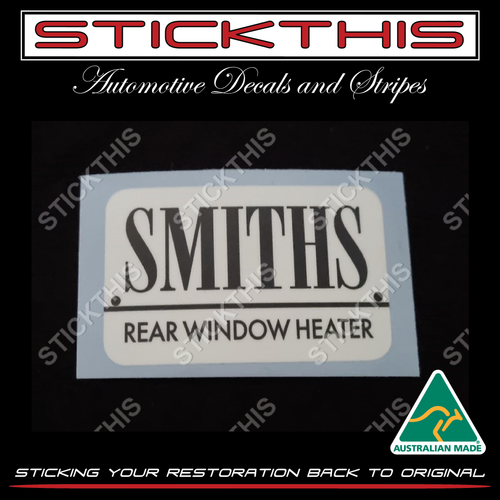 Smiths Rear Window Heater Sticker/Decal - STICKTHIS Automotive Decals ...