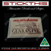 Holdenwise Quality Service Guarantee Decal 80's-90's