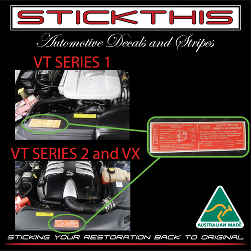 Vehicle Emission Control & SRS Decal LV - VT VU V2 VX WH V8 - STICKTHIS ...