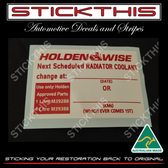 Holdenwise Service Label - Coolant