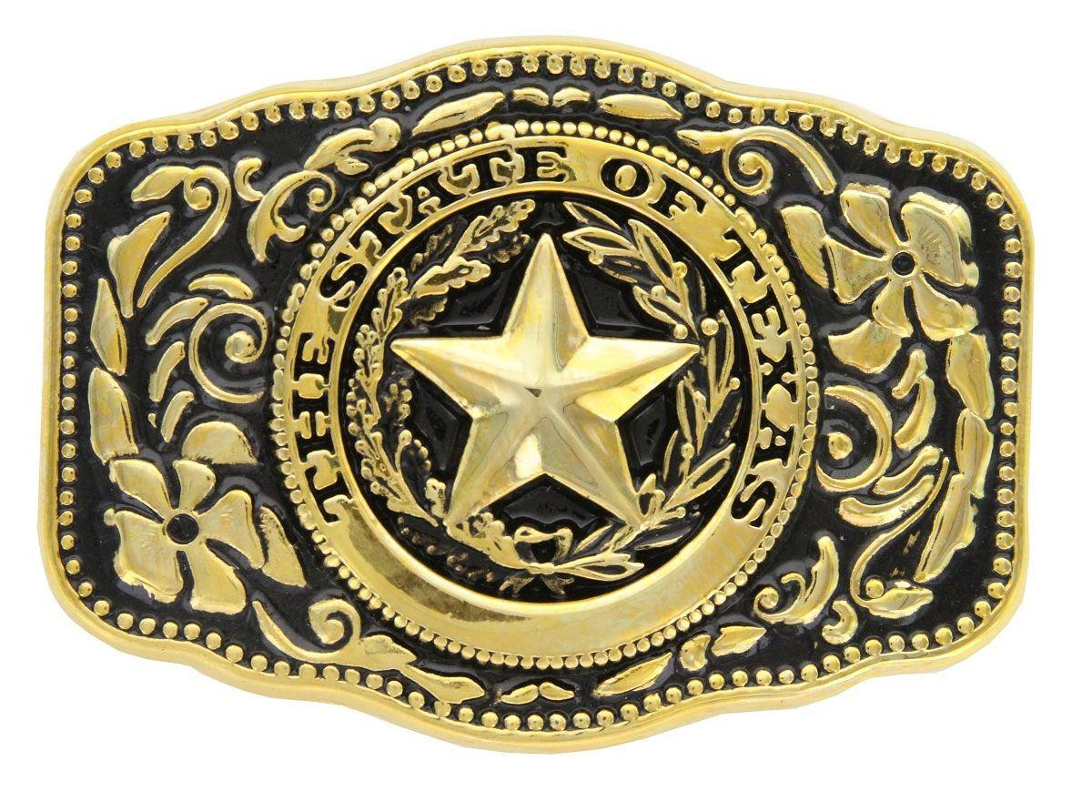 HA8888 State of Texas Belt Buckle Fit Up to 1-1/2"(38mm) Wide - Gold