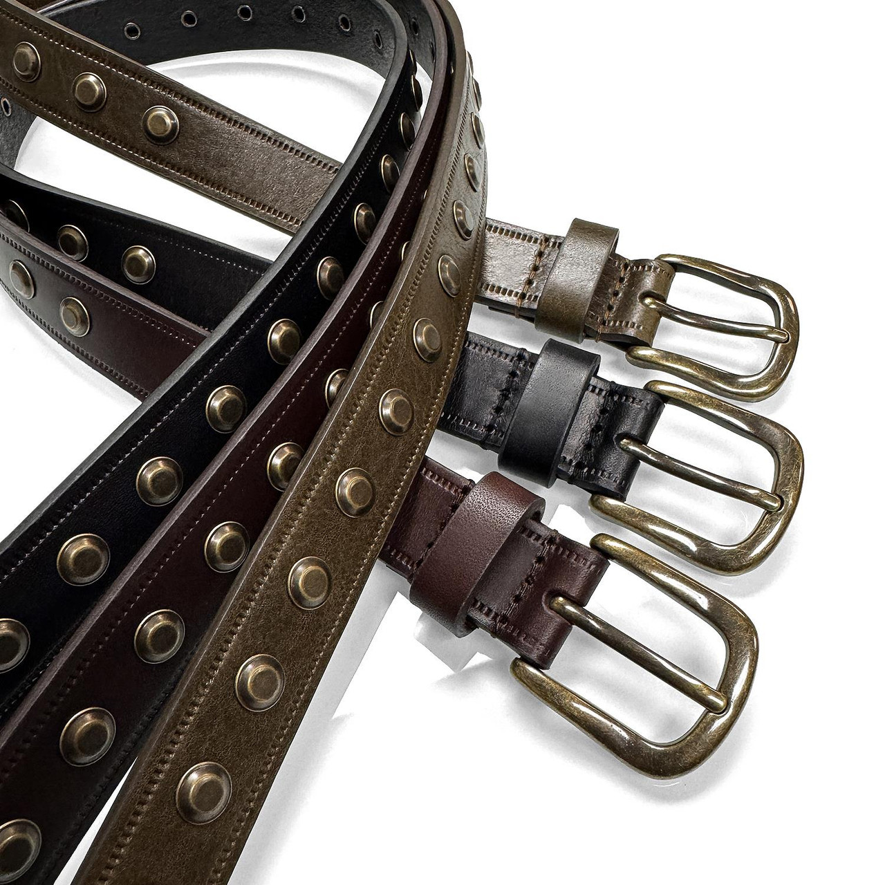 One Piece 100% Genuine Leather Belts for Women Studded Punk