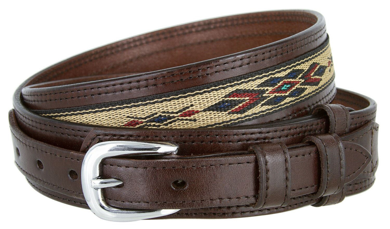 Vintage Leather & Woven Canvas Belt | South American Southwestern Vibes | XS/S Vintage Artisan Belts – 1970s–1980s Leather, Textile  main image 3