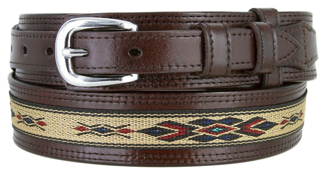 Genuine Full Grain Leather Southwestern Woven Diamond Pattern