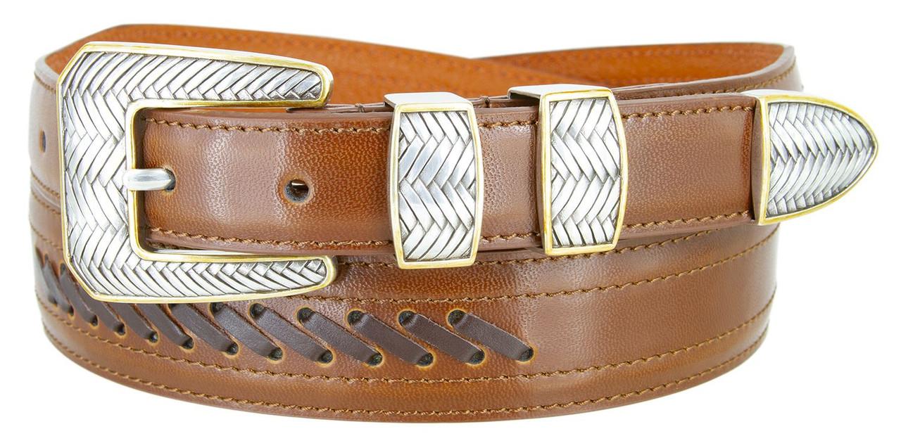 Gold Diamond Italian Calfskin Genuine Leather Designer Golf Dress Belt