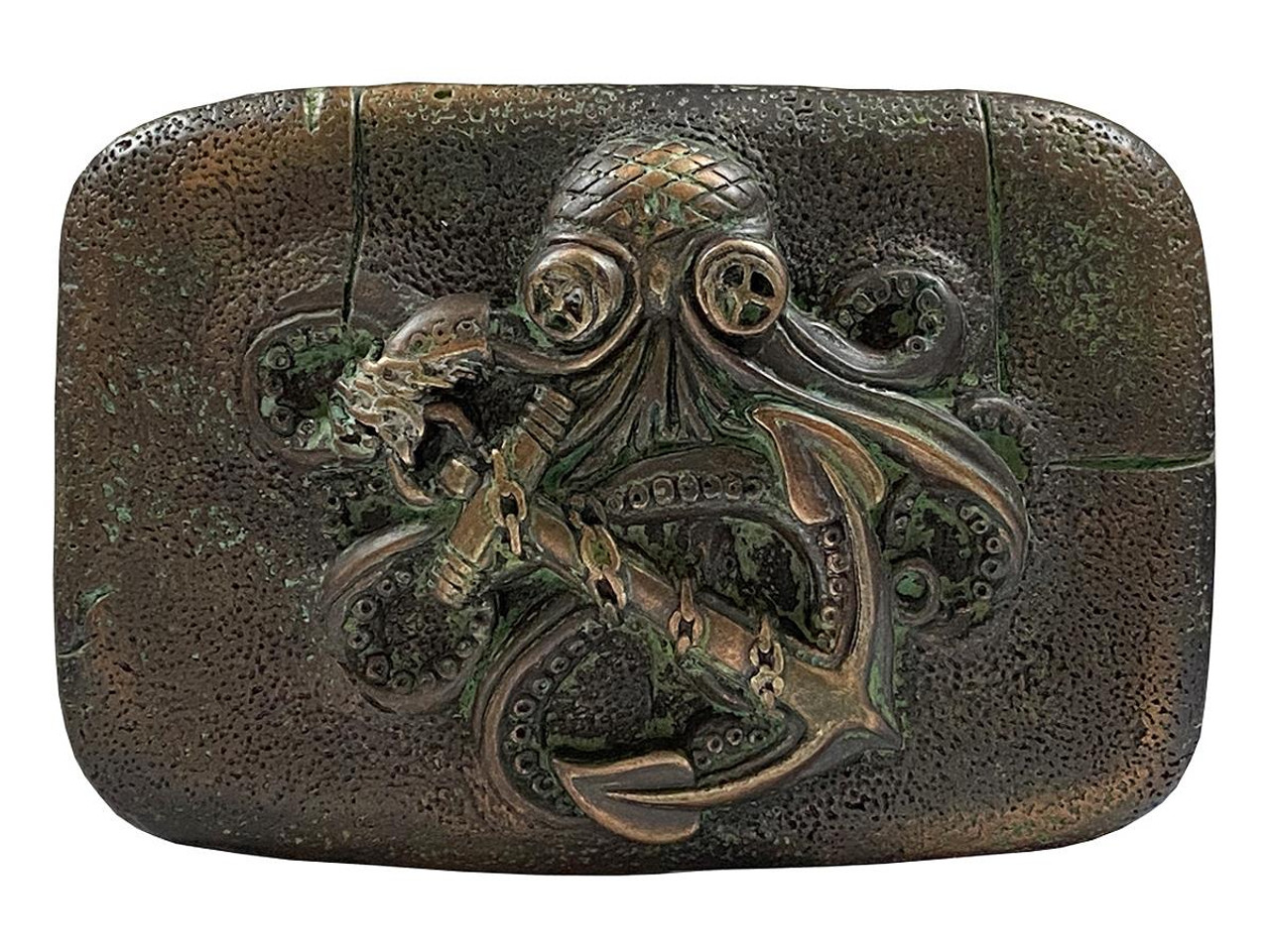 Rhinestone Copper Steampunk Pirate Octopus Kraken Boat Anchor Belt Buckle  Fits 1-1/2(38mm) Belt (Fern Green-Fire Opal-Vitrail Medium) 