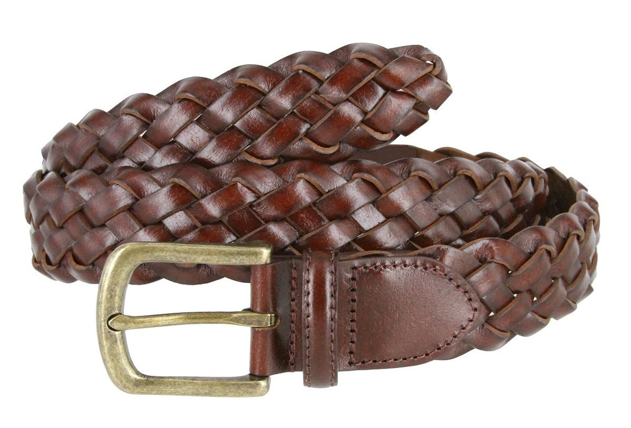 20152 Men's Genuine Leather Braided Woven Casual Dress Belt 1-3/8