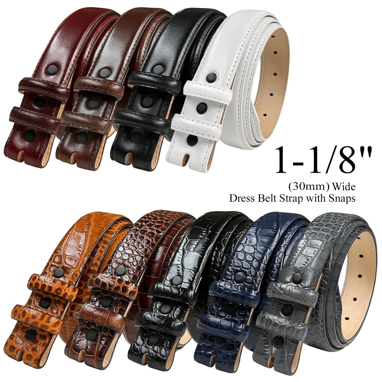 Men's Reversible 30Mm Classic Rounded Buckle Grain Leather Belt