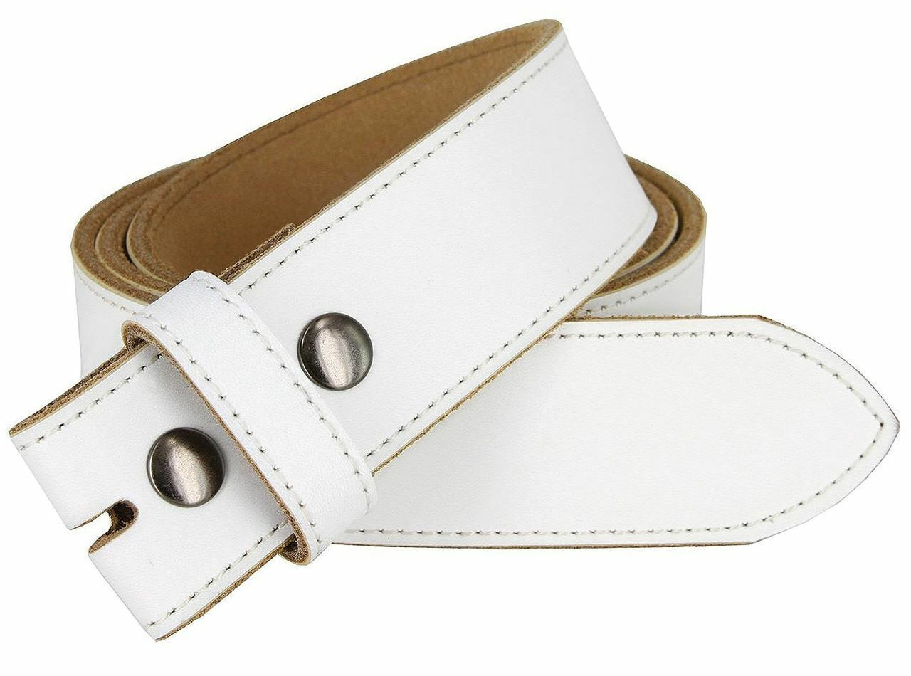 BS1200 White Belt Genuine Cowhide Leather Belt Strap with Snaps 11/2
