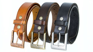 3880 Men's Center Laced Full Grain Leather Casual Jean Belt 1-1/2"(38mm) Wide