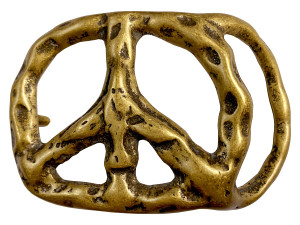 BS3500 OEB Antique gold vintage Peace Sign unique Belt Buckle fits 1-1/2"(38mm) Wide Strap