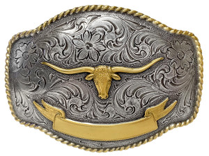 HA0435 Antique Gold Longhorn Steer Engraved Western Rope Belt Buckle HA0435 Antique Gold Longhorn Steer Engraved Western Rope Belt Buckle