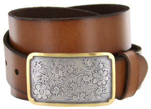 8134G Western Floral Engraved Gold Edge Buckle Genuine Full Grain Leather Casual Jean Belt 1-1/2"(38mm) Wide 8134G Western Floral Engraved Gold Edge Buckle Genuine Full Grain Leather Casual Jean Belt 1-1/2"(38mm) Wide