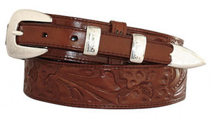 4635 Floral Embossed Full Grain Ranger Style Leather Belt (19/38) 4635 Floral Embossed Full Grain Ranger Style Leather Belt (19/38)