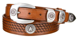 4654 Texas Seal Basket-Weave Embossed Ranger Style Full Grain Leather Belt (25/38) 4654 Texas Seal Basket-Weave Embossed Ranger Style Full Grain Leather Belt (25/38)