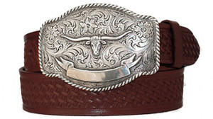 3826 Floral Longhorn Basket-Weave Embossed Casual Western Belt 1-1/2"(38mm) Wide 3826 Floral Longhorn Basket-Weave Embossed Casual Western Belt 1-1/2"(38mm) Wide