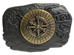 HA2340 Antique Copper Pirate Brass Compass Engraved Belt Buckle