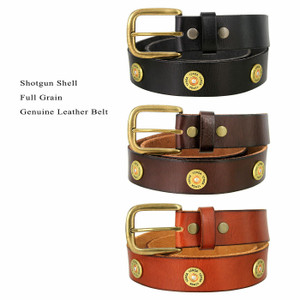 4555 Shotgun Shell 12 Gauge Conchos Full Grain Leather Jean Belt 1-1/2"(38mm) Wide 4555 Shotgun Shell 12 Gauge Conchos Full Grain Leather Jean Belt 1-1/2"(38mm) Wide
