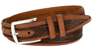 12143 Nubuck Stitched Edges Crossweaved Leather Casual Dress Belt 1-3/8"(35mm) Wide - MADE IN U.S.A. 12143 Nubuck Stitched Edges Crossweaved Leather Casual Dress Belt 1-3/8"(35mm) Wide - MADE IN U.S.A.