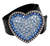 1320 Austrian Colorado Topaz Crystal Adorned Heart Buckle Genuine Full Grain Leather Belt 1-1/2"(38mm) Wide