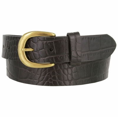 3544 Antique Gold Buckle Crocodile Embossed One Piece Full Leather